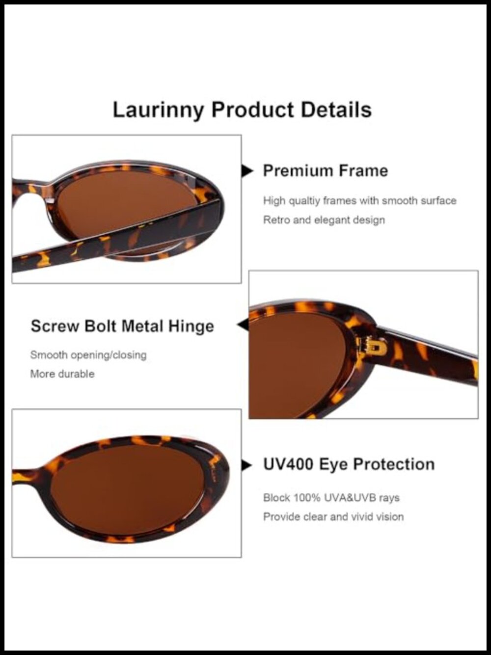 Retro Oval Small Sunglasses for Women Men UV400 Protection - Picture 3 of 6